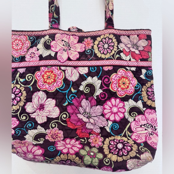VERA BRADLEY Libby MOD Floral Pink & Brown Retired Shoulder Bag Handbag Purse - Picture 2 of 8